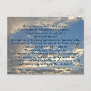 Carte Postale Psaume 23 Beau Ciel Chrétien Photo Bible Verse