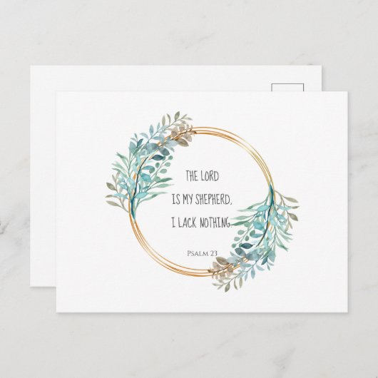 Carte Postale Psaume 23 L'Éternel est mon berger, Écriture (Devant / Derrière)