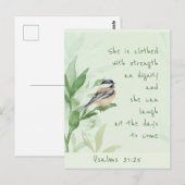 Carte Postale Psaume 31:25 Elle est habillée avec l'Écriture For (Devant / Derrière)