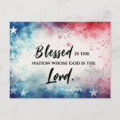 Carte Postale Psaume 33:12 Heureuse est la Nation Drapeau USA Bi (Devant)