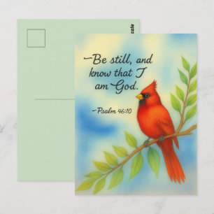 Carte Postale Psaume 46:10 Restez Calme Cardinal Rouge Écriture 