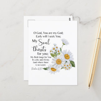 Carte Postale Psaume 63:1 Écriture Bible Chamomile Fleurs
