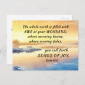 Carte Postale Psaume 65:8 Vous lancez Chansons de la Joie Bible (Devant / Derrière)