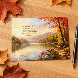 Carte Postale Psaume 73:26 Écriture Automne Montagne Lac