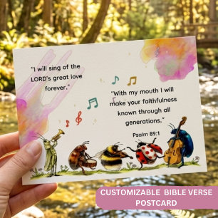 Carte Postale Psaume 89:1 Orchestre de jolis insectes Verset chr