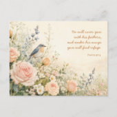 Carte Postale Psaume 91:4 Bluebird & Roses Écriture (Devant)