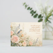 Carte Postale Psaume 91:4 Bluebird & Roses Écriture (Debout devant)