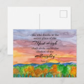 Carte Postale Psaume 91 Écriture Sainte Bible Verset Soleil Couc (Devant / Derrière)