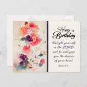 Carte Postale Psaume d'anniversaire 37:4 Faites votre délice du  (Devant / Derrière)