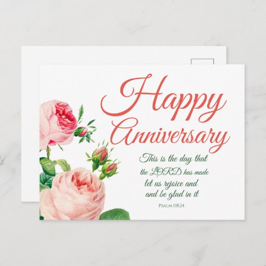 Carte Postale Psaume Floral d'Anniversaire 118:24 (Devant / Derrière)