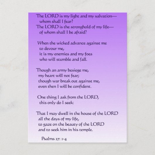 Carte Postale Psaumes 27:1-4 (Devant)