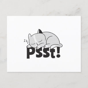 Carte Postale Psst Lazy chat dort