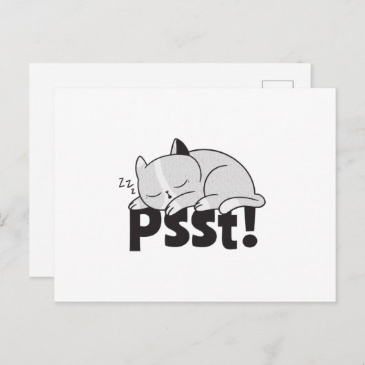 Carte Postale Psst Lazy chat dort (Devant / Derrière)