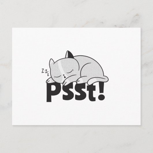 Carte Postale Psst Lazy chat dort (Devant)