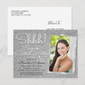 Carte Postale Psst ! Photo d'anniversaire surprise 25 ans argent (Devant / Derrière)