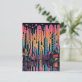 Carte Postale Psychedelic Drippy City Art (Debout devant)