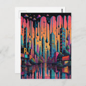 Carte Postale Psychedelic Drippy City Art (Devant / Derrière)
