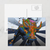 Carte Postale Psychedelic NYC : Charging Bull of Wall Street (Devant / Derrière)
