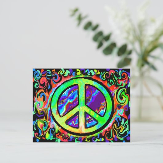 Carte Postale Psychédélic peace sign (Debout devant)