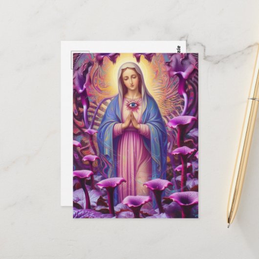 Carte Postale  psychedelic Protection From Evil Mary (Devant/Arrière en situation)