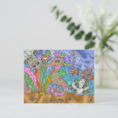 Carte Postale Psychedelic Seahorse Sea Turtle Art (Debout devant)