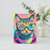 Carte Postale Psychédélique Acide Trip Kitty Chat (Debout devant)