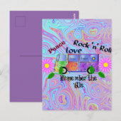 Carte Postale Psychédélique années 60—Paix, Amour, Rock 'n' Roll (Devant / Derrière)