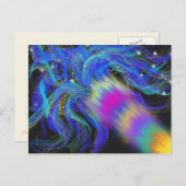 Carte Postale Psychédélique Bleu rose violet foncé Art Abstrait (Devant / Derrière)