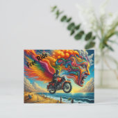 Carte Postale Psychedélique Motorcycle Dreamscape (Debout devant)