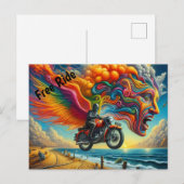 Carte Postale Psychedélique Motorcycle Dreamscape (Devant / Derrière)