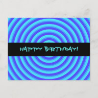 Psychédélique Neon Cercles Bleus Joyeux Anniversai