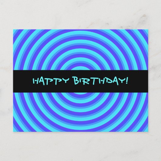 Carte Postale Psychédélique Neon Cercles Bleus Joyeux Anniversai (Devant)