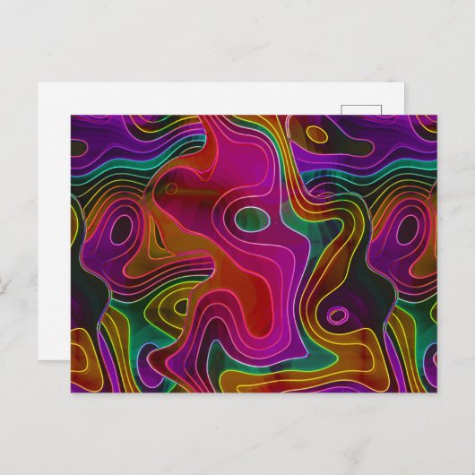 Carte Postale Psychédélique Rétro Abstrait Liquide Rose (Devant / Derrière)