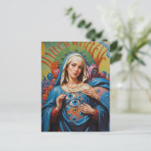 Carte Postale psychédélique Sacrée Protection des yeux Marie (Debout devant)