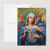 Carte Postale psychédélique Sacrée Protection des yeux Marie (Devant / Derrière)