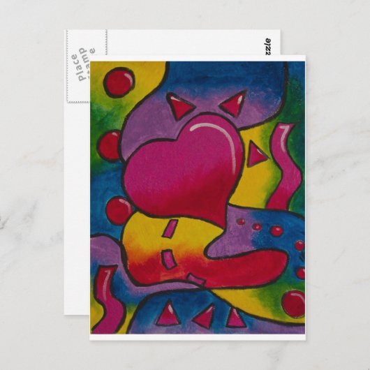 Carte Postale psychédéliqueCoeur (Devant / Derrière)