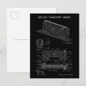 Carte Postale PTW Wagon de train à hélium "Blueprint" (Devant / Derrière)