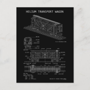 Carte Postale PTW Wagon de train à hélium "Blueprint"