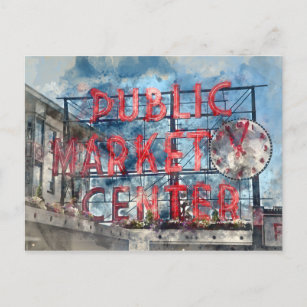 Carte Postale Public Market Center à Seattle Washington