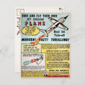 Carte postale publicitaire d'avion à réaction vint (Devant / Derrière)