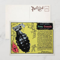 Carte postale publicitaire de grenade jouet vintag