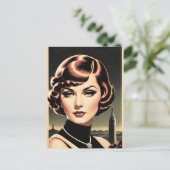 Carte postale publicitaire pour un coiffeur vintag (Debout devant)