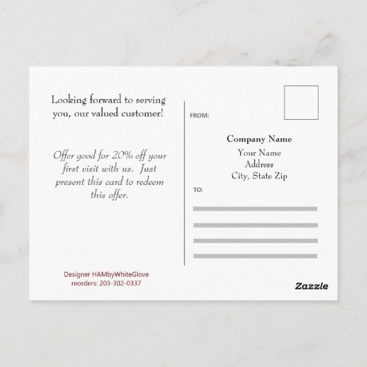 Carte postale publicitaire professionnelle - HAMby (Dos)