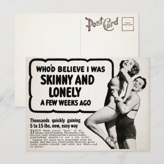 Carte postale publicitaire Vintage Skinny and Lone (Devant / Derrière)