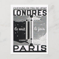 Publicité, affiche ferroviaire Londres à Paris