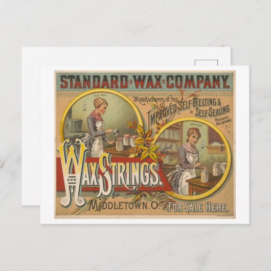 Carte Postale Publicité ancienne pour cordes de cire Standard (Devant / Derrière)