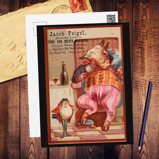 Carte Postale Publicité ancienne pour Jacob Feigel Harness Ad
