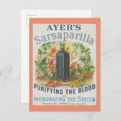Carte Postale Publicité ancienne pour la Sarsaparilla d'Ayer. (Devant / Derrière)