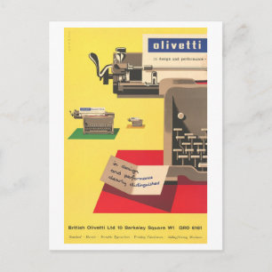 Carte Postale Publicité ancienne pour machine à écrire Olivetti