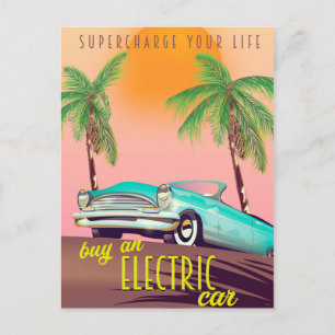 Carte Postale Publicité ancienne pour voiture électrique